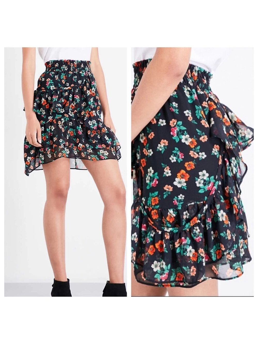 Maje Jolanti Floral Chiffon Mini Skirt